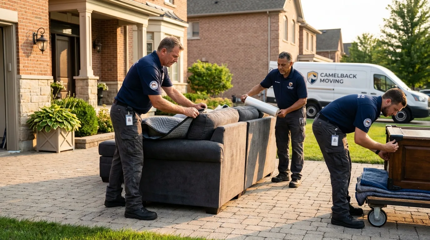 Large estate moving crew wrapping furniture in Colonial Heights, VA